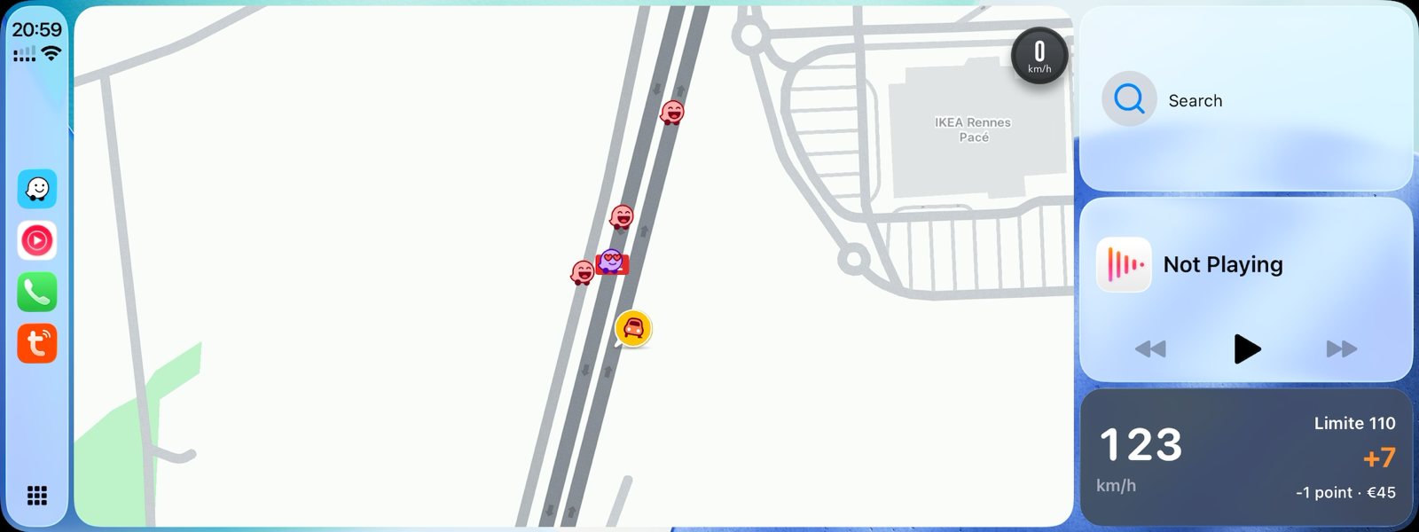 SpeedWise sur CarPlay, au-dessus de la limite / SpeedWise on CarPlay, over the limit